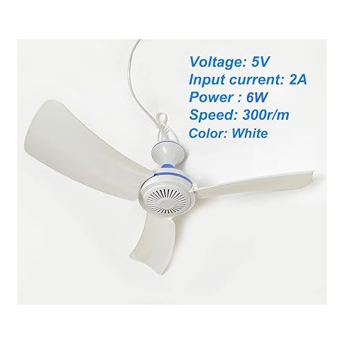  Portable Ceiling Fan Mini USB Tent Fan for Camping Outdoor Gazebo Tents Ceiling Fan DC 5V Compatible Battery