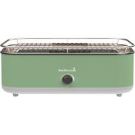 Barbecook E-Carlo Electric Table Grill with Grill Plate and Carry Bag Suitable for Balcony as Outdoor Camping Grill, Dishwasher Safe, Paris Green, 42.5 x 33 x 16.5 cm