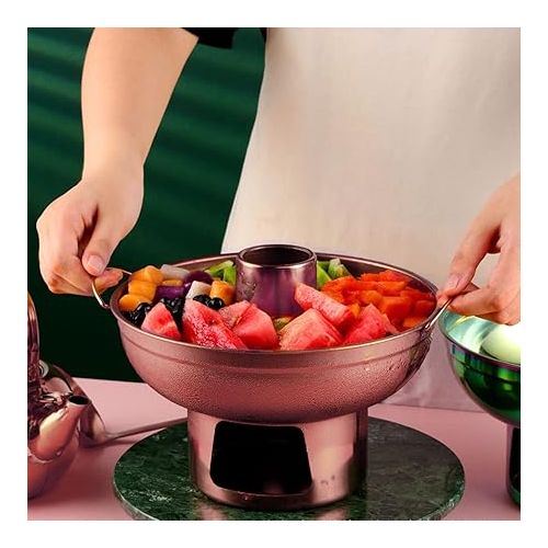  Chinese Charcoal Stew Small Stainless Steel Stew Chinese Meat Fondue Lamb Outdoor Cooker Milk Tea Stew for Picnic Kitchen - Rose Gold