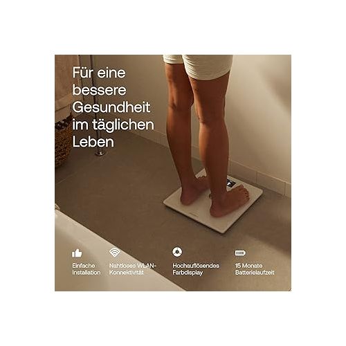  WITHINGS Body Smart Wi-Fi Digital Personal Scales / Body Fat Scales for Extended Body Composition Including Muscle Mass, Water Content, Bone Density