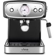 Ufesa CE7244 Brescia Espresso and Cappuccino Coffee Machine, Adjustable Steamer, 20 Bars, 2 Modes: Ground Coffee or Pads, 1.5 L Tank, Cup Warming Function, 850 W