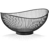 CALUTEA Modern Fruit Bowl Metal Steel Grey Black Decorative Designer Fruit Basket