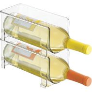 mDesign Set of 2 Bottle Racks - Stackable Storage for Wine Bottles and Other Drinks - Modern Plastic Wine Rack Holds 1 Bottle Each - Clear