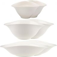 Villeroy and Boch Vapiano Trio Bowls Set of 6, Ideal for Dinner for Two, Premium Porcelain, Dishwasher and Microwave Safe, White.