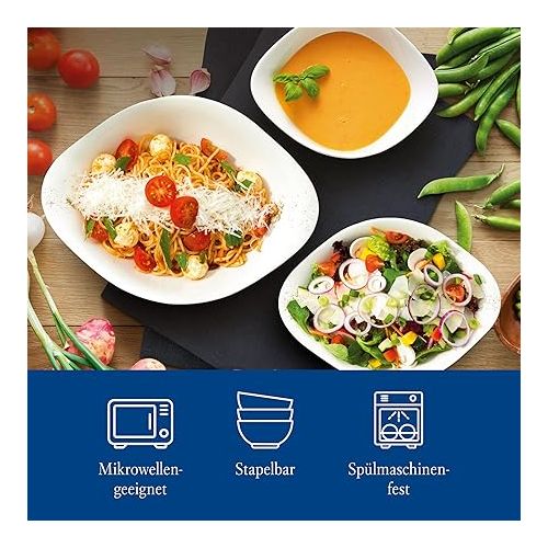  Villeroy and Boch Vapiano Trio Bowls Set of 6, Ideal for Dinner for Two, Premium Porcelain, Dishwasher and Microwave Safe, White.