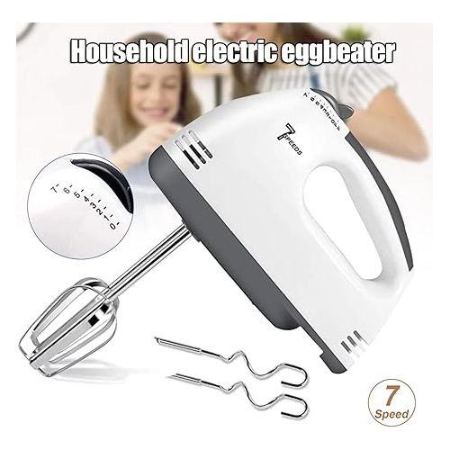  WAVATA Hand Mixer, Electric 260 W Hand Mixer with 7 Gears + 2 Whisks + 2 Dough Hooks + 1 Protein Separator Can Meet Every Daily Baking Requirement, Dishwasher Safe