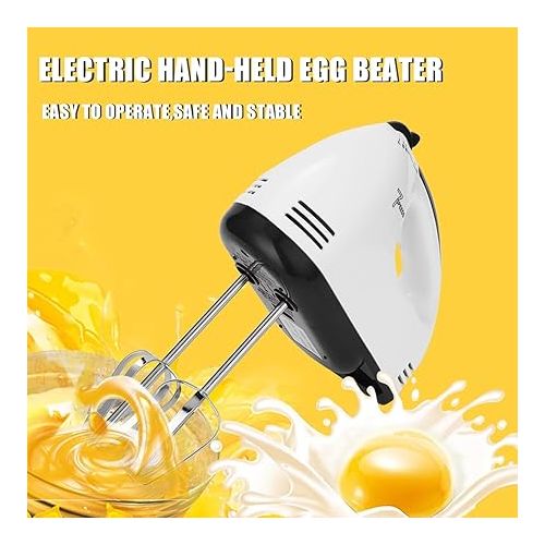  WAVATA Hand Mixer, Electric 260 W Hand Mixer with 7 Gears + 2 Whisks + 2 Dough Hooks + 1 Protein Separator Can Meet Every Daily Baking Requirement, Dishwasher Safe