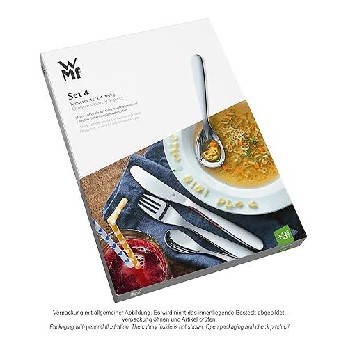  WMF Safari children's cutlery, 4 pieces, from 3 years, Cromargan stainless steel polished, dishwasher safe