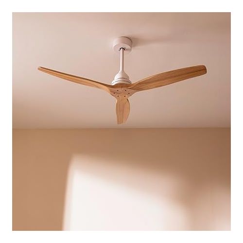  Cecotec EnergySilence Aero 590 Ceiling Fan with Remote Control and Timer, 70 W, Energy Saving, 132 cm (52 Inch) Blades, Copper Motor, 3 Speeds, Beech Wood Colour