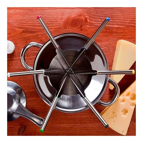  AMACOAM Fondue Forks Stainless Steel Cheese Fondue Forks Dishwasher Safe Fondue Forks 24 cm Skewers Fondue Fork with Heat Resistant Handle for Cheese Meat Fruit Chocolate Fountain Cheese Forks Pack of