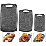 Bugucat Chopping Board 3 Pieces, Chopping Boards with Juice Grooves, Plastic, BPA-Free, Bread Boards Dishwasher Safe, Cutting Board, Non-Slip and Antibacterial for Vegetables, Fruits, Meat