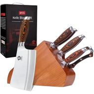 WILDMOK Knife Block Set, 9-Piece Knife Set with Wooden Handle Block, German Stainless Steel Kitchen Knife, Professional Knife Set