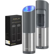 FORLIM Gravity Electric Salt and Pepper Mill Set, Automatic Pepper Mill with Adjustable Coarseness, One-Handed Operation with LED, Made of Stainless Steel, for Kitchen, Restaurant and BBQ, Pack of 2,
