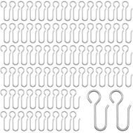 HLIWS Pack of 80 curtain hooks, curtain hooks for hanging, heavy-duty metal curtain hooks, silver curtain hooks, for curtains and curtain rings (40 x 20 mm)