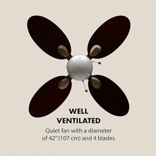  Klarstein Valderama Ceiling Fan with Lighting (4 Blades Smooth Running 106 cm Diameter Ceiling Light 2 x 43 Watts 3 Speeds Brushed Nickel Body