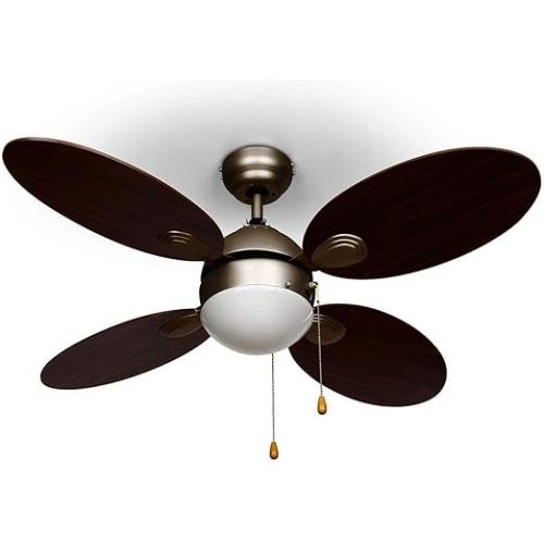  Klarstein Valderama Ceiling Fan with Lighting (4 Blades Smooth Running 106 cm Diameter Ceiling Light 2 x 43 Watts 3 Speeds Brushed Nickel Body