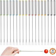 Chudian 18 Piece Fondue Fork Barbecue Skewers Made of Stainless Steel for Cheese Fruit Chocolate Marschmallow Fork Set Colourful Grill Sticks with Heat Resistant Handle (24 cm)