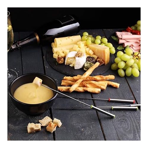  Chudian 18 Piece Fondue Fork Barbecue Skewers Made of Stainless Steel for Cheese Fruit Chocolate Marschmallow Fork Set Colourful Grill Sticks with Heat Resistant Handle (24 cm)