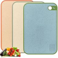 3 Chopping Boards, Thick Kitchen Chopping Board, Large Non-Slip Kitchen Board, Fruit Vegetable Meat Breakfast Board with Plastic Hanging Holes