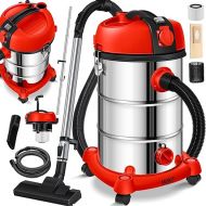 Masko® Industrial Wet And Dry Vacuum Cleaner, Stainless Steel, 2300 W, with Socket and Blowing Function Dry and wet vacuuming - “Push&Clean” - industrial vacuum cleaner with and without bags - bagless., red