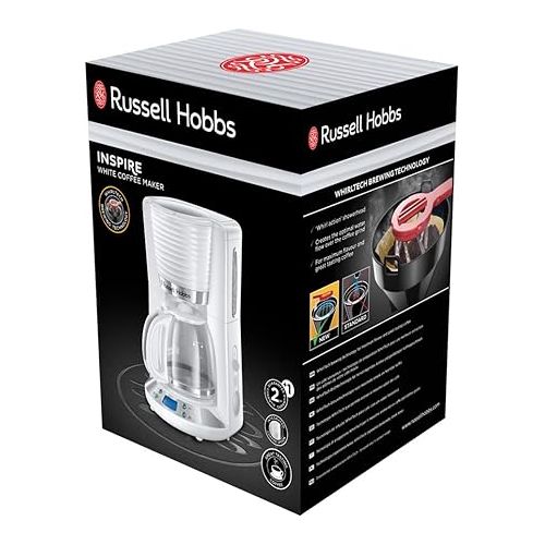  Russell Hobbs Inspire 24390-56 Digital Coffee Machine, Programmable Timer, 1.25 L Glass Jug, up to 10 Cups, Warming Plate, Automatic Shut-Off, 1100 W, Filter Coffee Machine