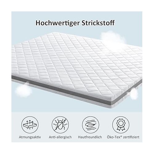  BedStory Gel Topper with Cold Foam Core and Removable, Washable Cover, 7.5 cm Height, Breathable and Comfortable Mattress Topper for Box Spring Bed and Uncomfortable Beds, 140 x 200 cm