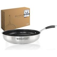 DIVORY Stainless Steel Frying Pan with Engraving 20, 24, 28, 32 cm - Perfect for Birthday or Housewarming as a Gift