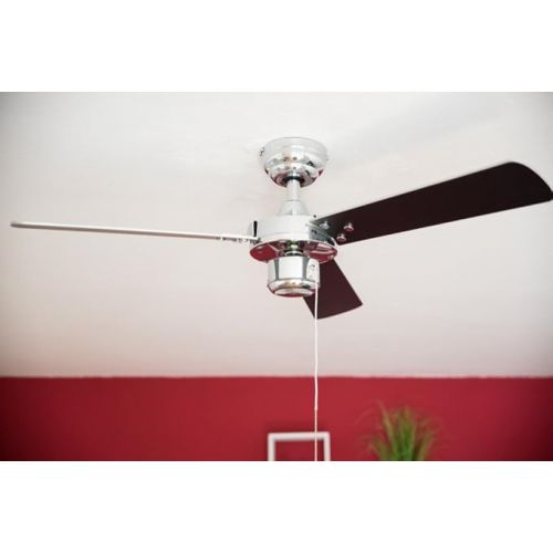  AireRyder - Cyrus Ceiling Fan without Lighting | Quiet Fan with Pull Switch in Shiny Chrome Design, Reversible Blades in Black/Silver Diameter 107 cm. (Colour: Chrome & Black/Silver)