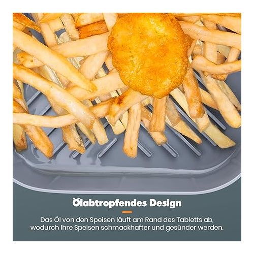  BISNIE Silicone Mould for Hot Air Fryer, 20 cm Air Fryer Silicone Pot, Reusable Air Fryer Silicone Pot with Two Oven Gloves, Heat Resistant, Easy to Clean for Microwave, Oven Accessories
