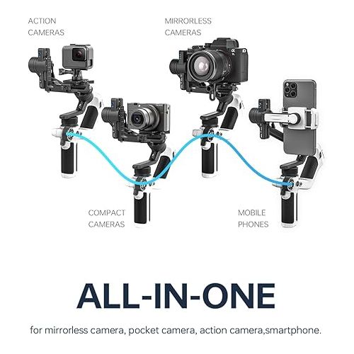  Feiyu SCORP Mini 2 [Official] All-in-1 Stabilizer Gimbal for Mirrorless Cameras/GoPro/Smartphones, Portable 3-Axis Gimbal with AI Tracking, Touchscreen and Built-in Handle