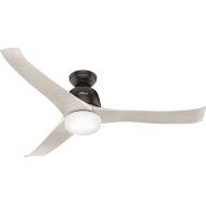 HUNTER FAN Harmony 50964 Ceiling Fan for Indoor Use with Lighting and Remote Control and 3 Interchangeable Blades in Light Grey Oak Ideal for Summer and Winter