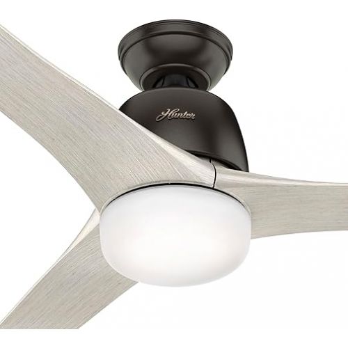  HUNTER FAN Harmony 50964 Ceiling Fan for Indoor Use with Lighting and Remote Control and 3 Interchangeable Blades in Light Grey Oak Ideal for Summer and Winter