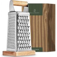 WALDWERK Design Grater (24.5 x 10.5 cm) - Stainless Steel Vegetable Slicer with Etched Blades - Cheese Grater with Collection Board Made of Real Wood - Plastic-free Kitchen Grater
