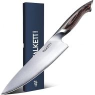 VALKETT Japanese Steel Knife Made of 10 Chef's Knife Kitchen Knife Professional Utility Knife Ergonomic Wooden Handle High Quality Sharp Durable Precise Brown