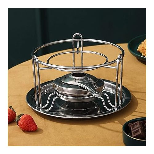  10 Piece Set Multifunctional Stainless Steel Melting Pot/Melting Bowl for Chocolate Sugar Butter Cheese Caramel Candles Melting Pot Hot Pot Fondue Set Kitchen Accessories for Buffet Party