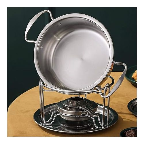  10 Piece Set Multifunctional Stainless Steel Melting Pot/Melting Bowl for Chocolate Sugar Butter Cheese Caramel Candles Melting Pot Hot Pot Fondue Set Kitchen Accessories for Buffet Party