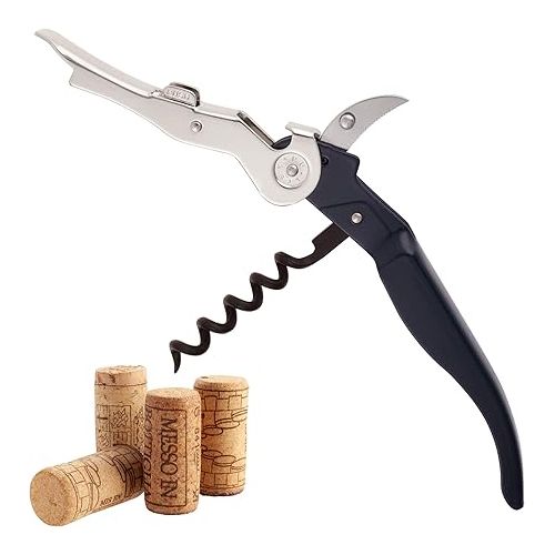  Pulltex ClickCut Waiter's Knife Navy Blue with Laser Engraving Metal Corkscrew Double Lever