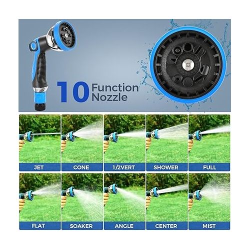  Himimi Hose Reel 30 m + 2 m Wall Hose Box, 180° Swivelling Garden Hose Reel, Water Hose Reel, Automatic with 10-in-1 Multi Shower, Wall Mount for Gardens Watering