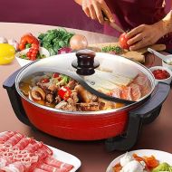 WOQLIBE Hot Pot Electric Wok Pan 2 Sides Mandarin Duck Pot Soup Pot Kitchen Casserole Non-Stick Cooking Pot Chinese Hotpot Easy to Clean Quick Heating