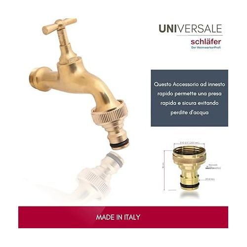  SCHLAFER 681102 | Plug-in System Tap Connection with Internal Thread 3/4 IG, Blank Brass Hose Screw Connection 3/4 Inch, Adapter Made of High-Quality Brass Tap Piece for Garden, Hose, Washing Machine