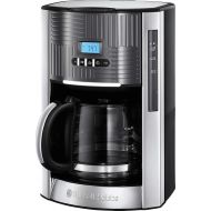 Russell Hobbs Geo Coffee Machine [Digital Timer, Shower Head for Optimal Extraction and Aroma] Geo Stainless Steel Grey (Max 12 Cups, 1.5 L Glass Jug, Warming Plate, 1000 W) Filter Coffee Machine