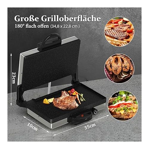  Contact Grill, Scheffler 2000 W Optigrill, Multi Grill, Lahmacun Makinasi, Grill, Toaster, Bread Machine, Stainless Steel Table Grill with Grill, Bread Baking Mould, Non-Stick Coating