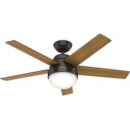 HUNTER Fan styles, 117 cm, indoor ceiling fan with lighting/remote control, premiere bronze housing, 5 reversible blades in dark walnut and black walnut, for summer/winter, mod. 50641