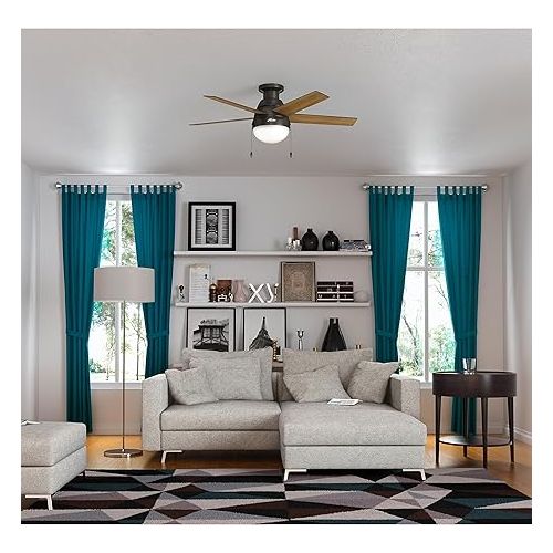  HUNTER Fan styles, 117 cm, indoor ceiling fan with lighting/remote control, premiere bronze housing, 5 reversible blades in dark walnut and black walnut, for summer/winter, mod. 50641