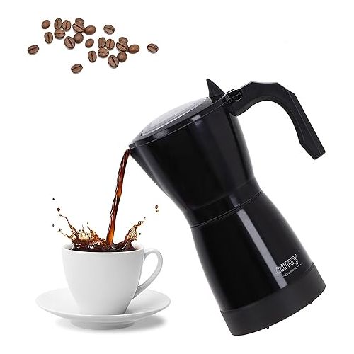  CAMRY - Electric Coffee Machine Black 300 ml - Espresso Maker for 6 Espresso Cups - Small Camping Coffee Machine - Travel Coffee Machine - Pressure Coffee Machine - 360° Rotating Stand