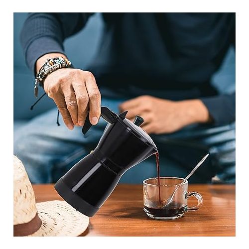  CAMRY - Electric Coffee Machine Black 300 ml - Espresso Maker for 6 Espresso Cups - Small Camping Coffee Machine - Travel Coffee Machine - Pressure Coffee Machine - 360° Rotating Stand