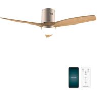 Cecotec - Deckenventilatoren mit Licht EnergySilence Aero 5600 Aqua GoldLightWood Connected, 132 cm, 40 W, LED LED 20W, 3 Flugel, 6 Selecte, Timer/Sommer/Sommer, Kontroll-WLAN, Gold, Schwarz-Brun