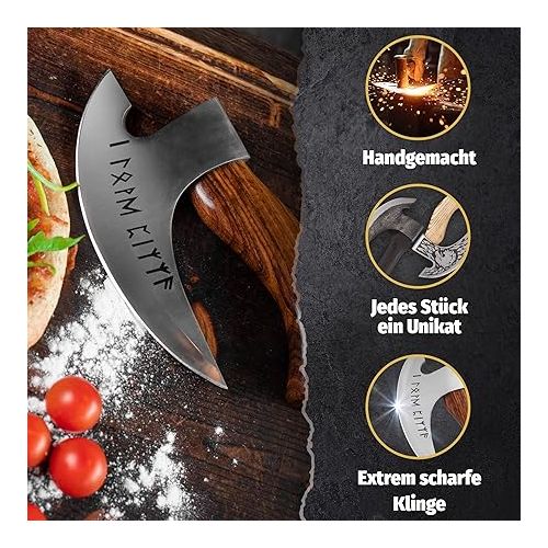  ECKWIN® Viking Pizza Cutter Axe, Weighing Knife for Pizza, Herbs, etc. Perfect Men's Gifts, Pizza Knife, Pizza Accessories for Men (Brandolf)