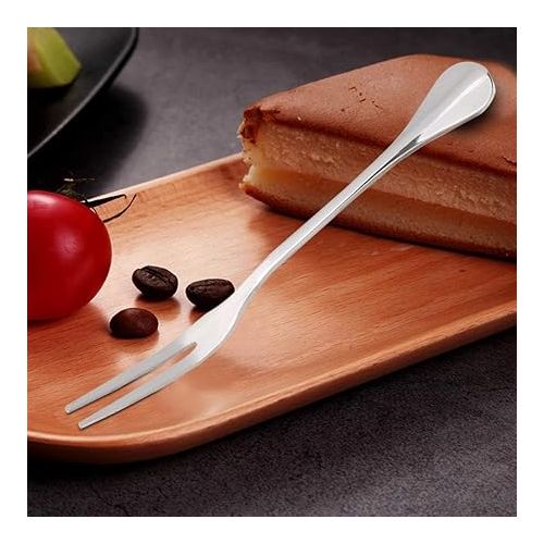  HERCHR Stainless Steel Chip Fork, 5 Pieces Stainless Steel Fruit Forks, 12 cm/4.72 in Fondue Accessories, Cheese Fondue Forks, Thickened Dinner Forks with Durable Handle for Chocolate Fountain, Cheese