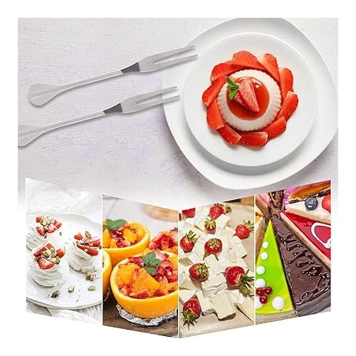  HERCHR Stainless Steel Chip Fork, 5 Pieces Stainless Steel Fruit Forks, 12 cm/4.72 in Fondue Accessories, Cheese Fondue Forks, Thickened Dinner Forks with Durable Handle for Chocolate Fountain, Cheese
